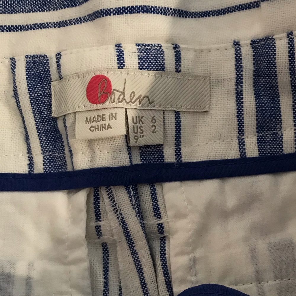 NWT Boden 9” Women’s Short ( Size 2) Color Blue/White - Picture 8 of 9